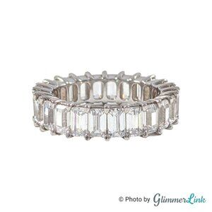 GM 925 Sterling Silver Glass Baguette Eternity Band Ring Sz 8.75